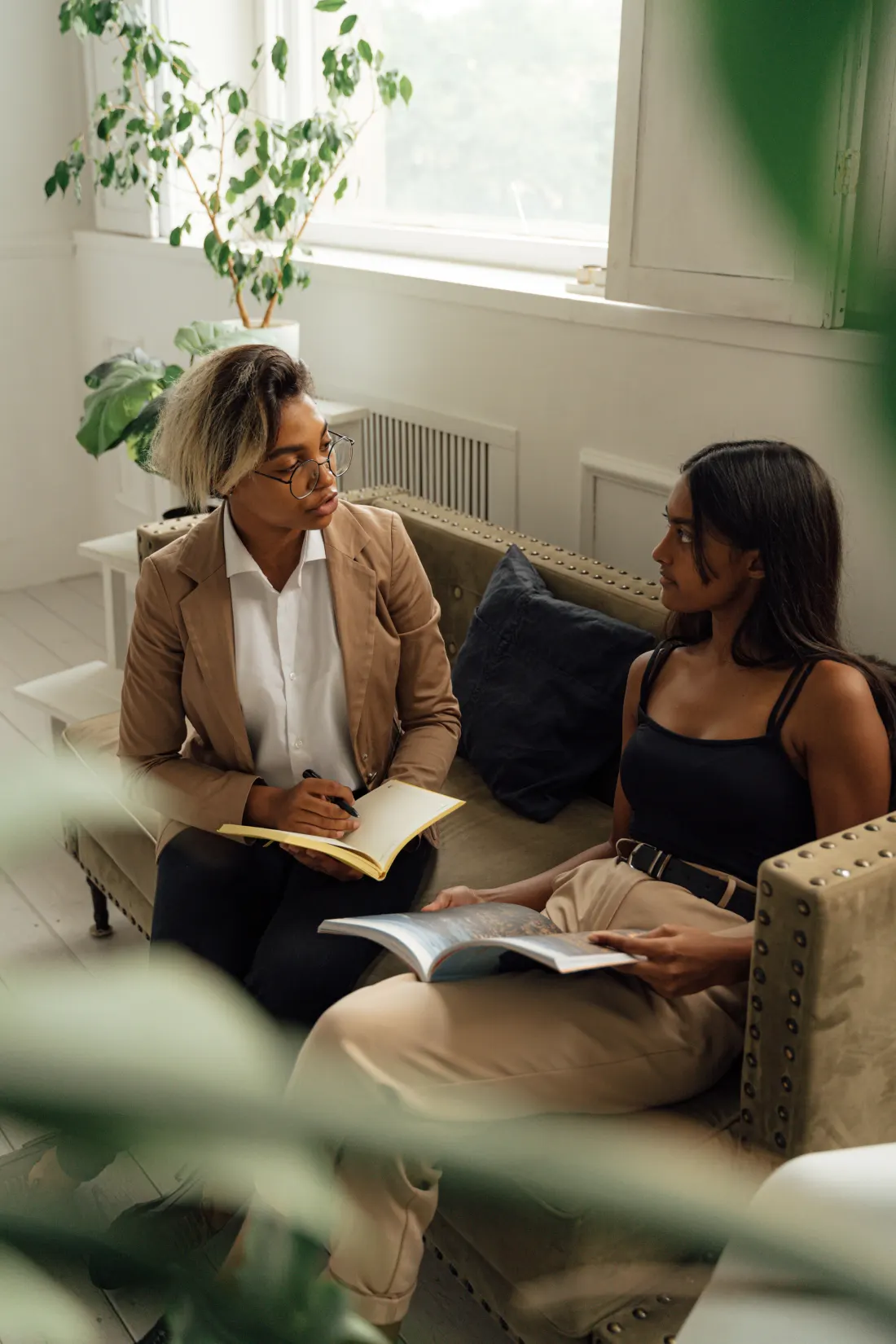 A therapy session in a bright office